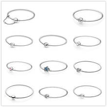 Pulsera de plata esterlina 925 para mujer, brazalete con broche de bola adornado con piedras de lunares, compatible con abalorios, joyería artesanal 2024 - compra barato