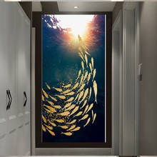 Modern Abstract Golden Fishes Wall Art Canvas Painting Landscape Ocean Posters and Prints Wall Pictures for Living Room Decor 2024 - buy cheap