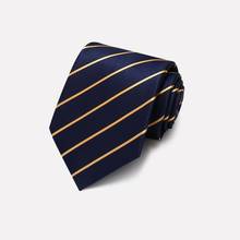 High Quality 2020 Designer New Fashion Gold Striped Blue 8cm Ties for Men Zipper Necktie Business Work Formal Suit with Gift Box 2024 - buy cheap