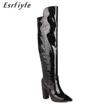 ESRFIYFE-Botas por encima de la rodilla de microfibra para mujer, zapatos de tacón alto con punta en pico, talla grande 17, 2020 2024 - compra barato