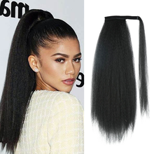 Yaki Straight Ponytail 22" Long Wrap Drawstring Kinky Straight Clip in Pony Tail Extensions Afro Puff Kinky Straight Drawstring 2024 - buy cheap