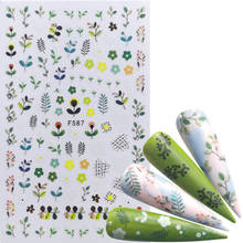 1 PC Spring Series Nail Stickers Flower Grass Butterfly 3D Adhesive Sliders Wraps Tips Charm Art Manicure Decorations 2024 - buy cheap