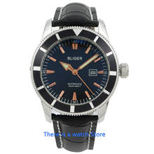 Bliger 46mm black dial miyota automatic mechanical mens watch sapphire glass Luminous Waterproof Leather Strap Wristwatch Men 2024 - buy cheap