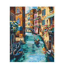 Venice Oil Painting By Number On Canvas With Framed Landscape DIY Kits HandPainted For Drawing Coloring By Number Home Decor Art 2024 - buy cheap