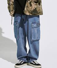 Baggy Jeans Men's Hip Hop Loose Straight Denim Trousers multi-pocket Street Wide Feet Pants Mens Wear Men Male Bottoms Plus Size 2024 - buy cheap
