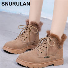 SNURULAN-Botas planas de felpa para mujer, botines antideslizantes, cálidos, de algodón, para mantener el calor, invierno, 2019 2024 - compra barato