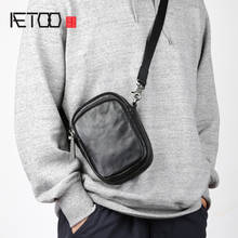 AETOO Men's shoulder bag, leather mini messenger bag, first layer cowhide casual simple men's bag 2024 - buy cheap