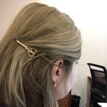 Presilha de cabelo dourado/cor prateada pequena tesoura formato para mulheres pente fashion chique/galho/broche formato de cabeça 2024 - compre barato