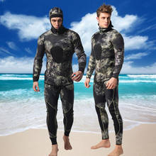 Мужской неопреновый гидрокостюм 3 мм из двух частей для подводного плавания, Сноркелинга, серфинга, камуфляжный полный костюм 2024 - купить недорого