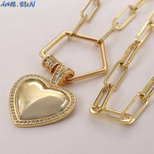 MHS.SUN New Rotatable Can Open AAA Zircon Heart Pendant Necklace For Women Gift Fashion Chunky Chain Necklace Hip hop Jewelry 2024 - buy cheap