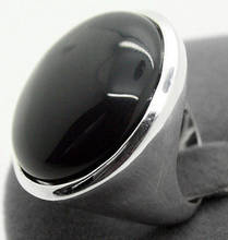 Rare Natural Black Natural jade 24mm 925 Sterling Silver Jewelry Ring Size 7/8/9/10 2024 - buy cheap