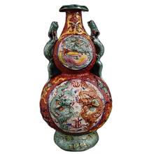 Coleção antiga de ornamentos para decoração caseira, garrafa de cabaça de metal duplo dragão em forma de pastel antigo 2024 - compre barato