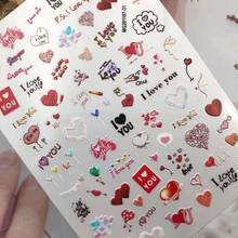 1 Sheet New Valentines’ Day Love Nail Slider Decals Nail Art Sticker Red Lips Roses Heart Design Happy Valentines Nail Stickers 2024 - buy cheap