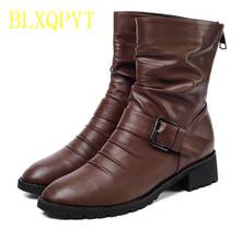 BLXQPYT Women Winter SUPER BIG Size 30-52 New Round Toe Buckle Boots Sexy Ankle Heels 4.5cm Fashion Shoes Casual Zip Snow HQ3028 2024 - buy cheap