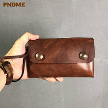 Retro high-quality natural real cowhide men women's long wallet casual fashion genuine leather large-capacity phone clutch purse 2024 - buy cheap