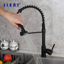 Jieni pintura preta giratória roated cozinha bacia sink tap pull out latão torneira 360 swivel pulverizador misturador de água da cozinha 2024 - compre barato