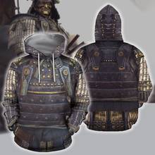 3d todo impresso samurai armadura hoodie para homem/mulher harajuku moda com capuz moletom cosplay jaqueta casual pulôver KS-112 2024 - compre barato