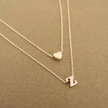 Ожерелье в форме сердца с двойным слоем, персонализированное ожерелье в форме буквы A B C 26, ожерелье с подвеской, цепочки для женщин, ювелирное изделие, подарок 2024 - купить недорого