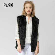 VT802 16 Colors Woman Girl Real Rabbit Fur Vest Jacket Spring Winter Warm Genuine Rabbit Fur Knit Coat Vest Black Beige 2024 - buy cheap