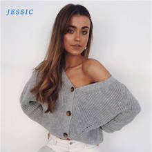 JESSIC Buttons Up Sweater Cardigan Women Knitwear V Neck Women's Clothing Winter Cardigan Korean Style On Sale 2024 - buy cheap