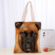 Собака боксёр сумка Для женщин холст ткань сумки эко многоразовые сумки для путешествий пляжные Повседневное полезные сумка 2024 - купить недорого