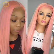 Transparent Lace Wigs Pink Wig Human Hair Wigs Colored Straight Wig For Black Wowen Pre Plucked Glueless Wig With Baby Hair 130% 2024 - buy cheap