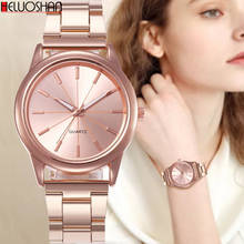 Relógio feminino luxuoso, em aço inoxidável quartzo, social 2024 - compre barato