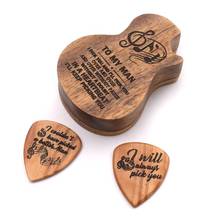 3 Pcs/set Handmade Wooden Guitar Pick Box and Picks Paddles for Guitarist Music Lovers Gifts 2024 - buy cheap