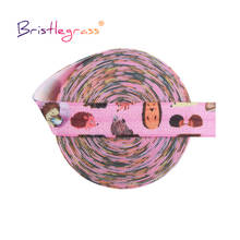 BRISTLEGRASS 2 5 10 Yard 5/8" 15mm Pink Hedgehog Print Fold Over Elastics FOE Spandex Satin Band Tape Hair Tie Dress Sewing Trim 2024 - buy cheap