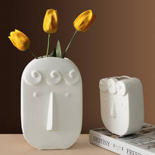 Creative White Avatar Abstract Human Head Art Face Ceramics Vase Nordic Modern Living Room Flower Shop Decor Vase Ornaments 2024 - buy cheap