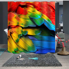 Cortina de ducha con diseño de pluma 3D, visillo de ducha impermeable de poliéster, con ganchos y plumas de pavo real, para decoración de baño 2024 - compra barato