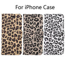 Чехол для iPhone 11 Pro 8 Plus 7 X XS Max XR 6 S 6 S Plus SE 2020 8 Plus, кожаный Леопардовый откидной Чехол-книжка, роскошный чехол-бумажник 2024 - купить недорого