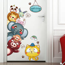 Shijuekongjian-pegatinas de pared de animales de dibujos animados para niños, calcomanías de decoración de pared para habitación de bebé 2024 - compra barato