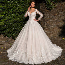 Lceland Poppy A-line Illusion Wedding Dresses Fulll Sleeves Lace Appliques Vestido de Novia Lace Bridal Gowns Court Train 2024 - buy cheap