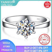 YANHUI-anillo sencillo de Plata de Ley 925 100% Original para mujer, joyería fina con certificado, regalo para mujer, accesorios elegantes de fiesta 2024 - compra barato