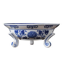 China style blue and white porcelain tripod fruit plate fruit candy fruit plate living room restaurant dish Chinese decoration 2024 - buy cheap