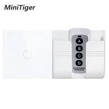MiniTiger-Interruptor táctil de pared para hogar inteligente, pulsador estándar europeo/británico de 1 entrada y 2 entradas y 1 vía, de cristal de lujo 2024 - compra barato