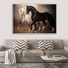 Impresión en lienzo de pintura de caballo, decoración del hogar, carteles de arte de pared de Animal, Caballo Negro, imágenes decorativas, pinturas de pared modernas para sala de estar 2024 - compra barato