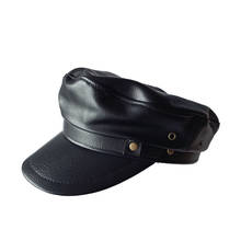 Sombrero plano de PU para mujer, boina militar de alta calidad, Color sólido, estilo Punk, H35 2024 - compra barato