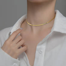 MloveAcc-collar de plata de ley 925 para mujer, cadena de hoja de oro, serpiente plana, Gargantilla, collar Sexy, regalo 2024 - compra barato