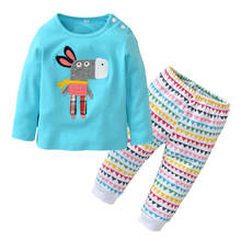 2Pcs/Set Infant Clothing Newborn Baby Girls Boys Long Sleeve Cartoon Donkey Tops Pants Toddler Outfits 2024 - buy cheap
