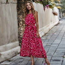 2020 Summer New Sexy Beach Long Boho Women Dress Casual Sleeveless Korean Dot Print Red Sundress Vintage Maxi Faldas Mujer Moda 2024 - buy cheap