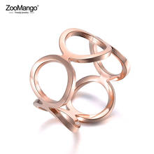 ZooMango-Anillo de fiesta de acero inoxidable para mujer, sortija geométrica de Color oro rosa, estilo moderno de oficina, 5 unidades, ZR19080 2024 - compra barato