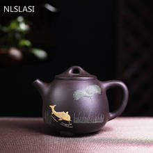 Bule de chá yixing autêntico, bule para chá roxo pedra de argila, bule de beleza artesanal, presentes personalizados chineses 190ml 2024 - compre barato