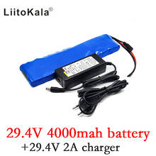 LiitoKala-batería de iones de litio para bicicleta eléctrica, cargador de 2A, 24V, 4Ah, 7S2P, 18650, 29,4 v, 4000mah 2024 - compra barato