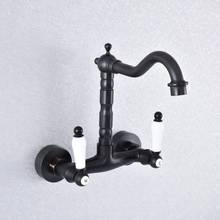 Black Oil Rubbed Brass Wall Mounted Bathroom Sink Faucet Swivel Spout Bathtub Mixer Dual Handles Nsf754 2024 - buy cheap