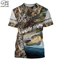 Walleye pesca 3d impresso t camisa harajuku moda camisa de manga curta verão streetwear unisex tshirt topos 2024 - compre barato
