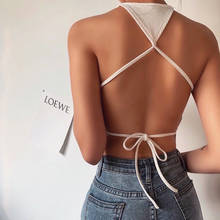 Backless Off Shoulder Lace-up Tank Vest Crop Tops Clubwear 2020 Sexy Women Bodycon Summer Tank Vest Outwear White Solid Camis 2024 - buy cheap