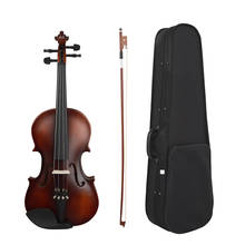 Muslady-Cabeza de cuerpo de tilo para violín, diapasón de ébano, clavija, reposamanos, pieza trasera, violín para principiantes, con estuche de almacenamiento de arco, AV-590 4/4 2024 - compra barato