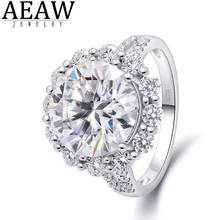 Роскошное обручальное кольцо DF цвета 10 карат 14 мм с бриллиантовой огранкой, обручальное кольцо с муассанитом и ореолом для подарка, женское однотонное кольцо из белого золота 14 к 2024 - купить недорого